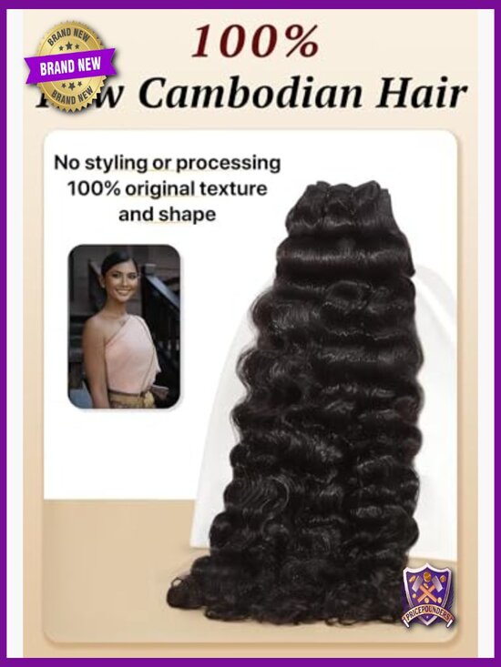100% Cambodian Raw Human Hair Wavy Weave 3 Bundles 14 16 18 Inch